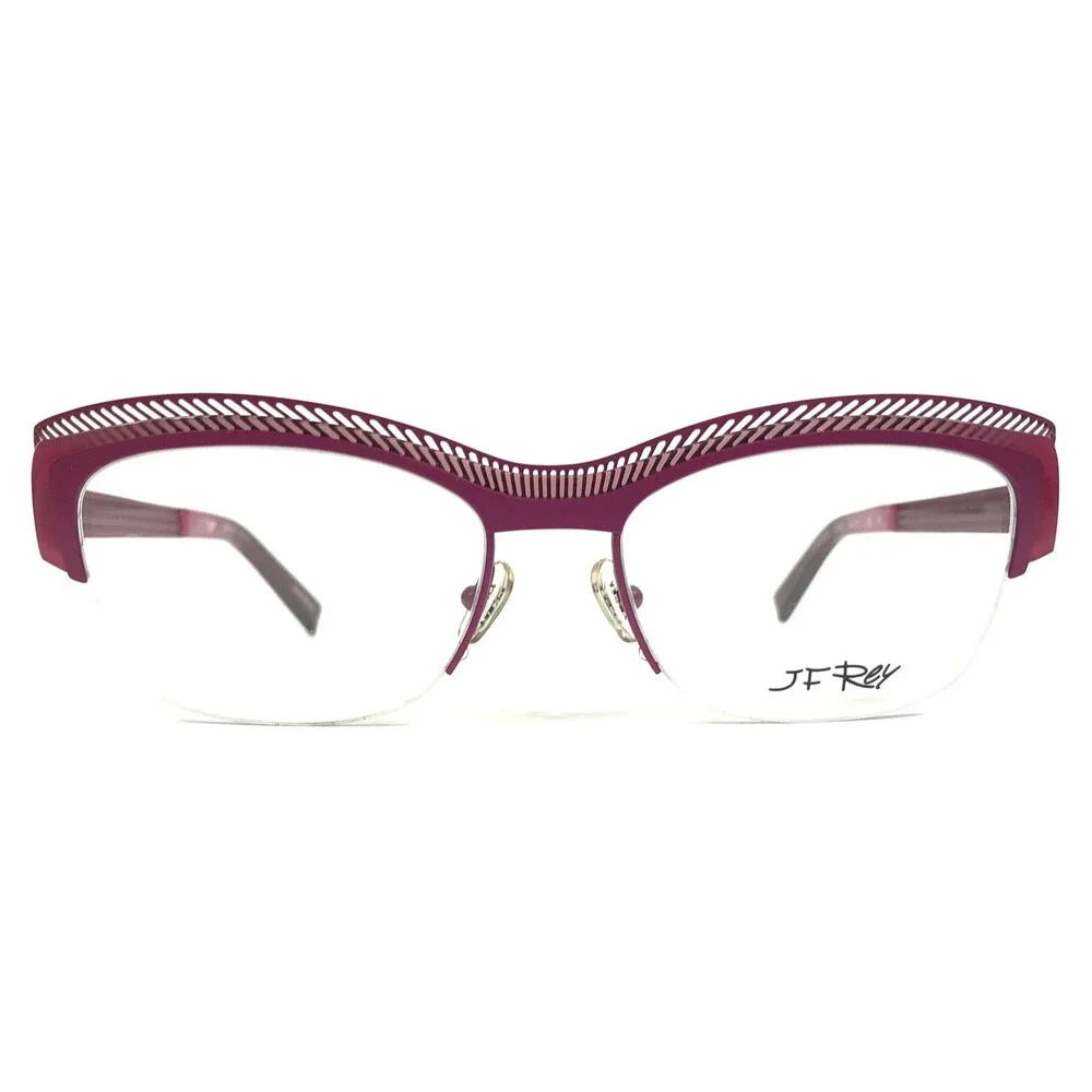 J.F. Rey Eyeglasses Frames JF2574 8085 Purple Pink Cat Eye Half Rim 54-17-136